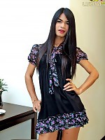 Tempting ladyboy wanking her long hard cock